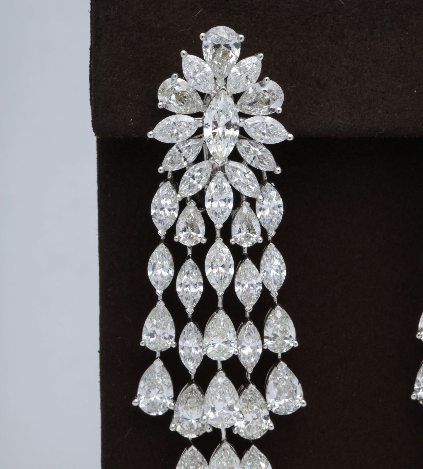 Important 36.41 Carat Marquise Pear Shape Diamond Dangle Drop Earrings