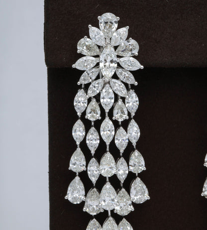 Important 36.41 Carat Marquise Pear Shape Diamond Dangle Drop Earrings