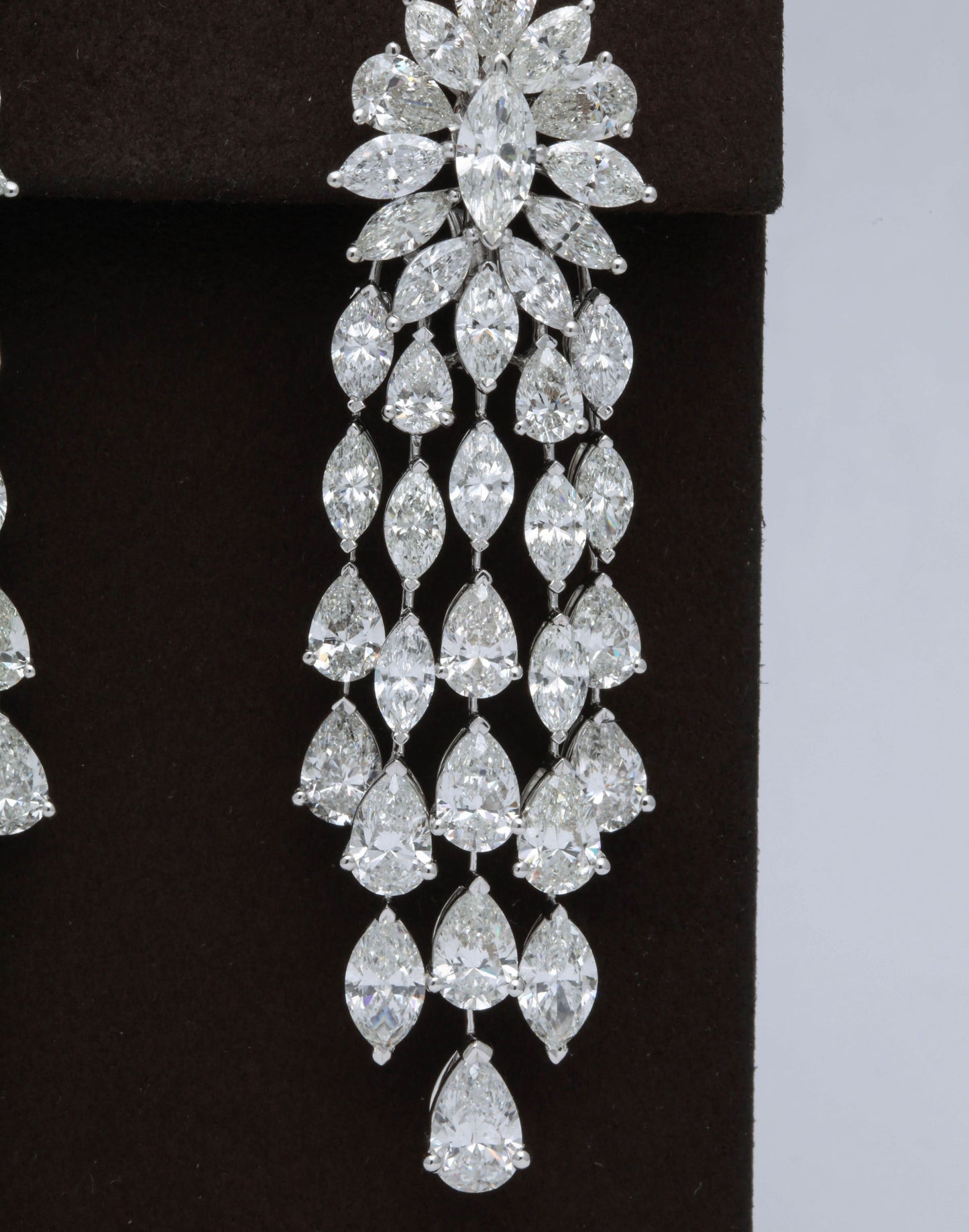 Important 36.41 Carat Marquise Pear Shape Diamond Dangle Drop Earrings