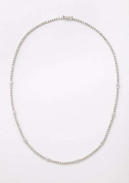 Exquisite 8.15ct Round Brilliant Diamond Tennis Necklace 18k White Gold
