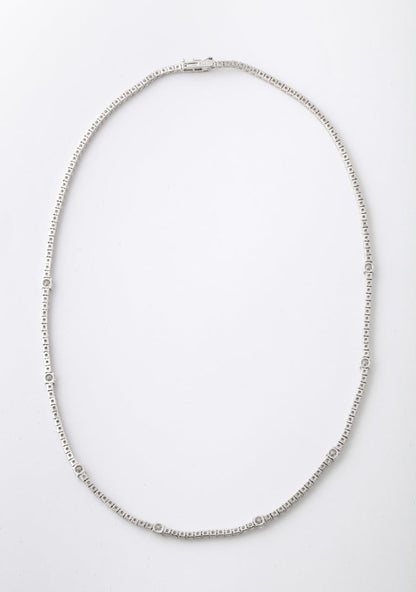 Exquisite 8.15ct Round Brilliant Diamond Tennis Necklace 18k White Gold