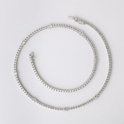 Exquisite 8.15ct Round Brilliant Diamond Tennis Necklace 18k White Gold