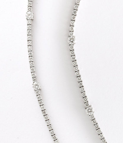 8.15 Carat Round Diamond Tennis Necklace in 18k White Gold