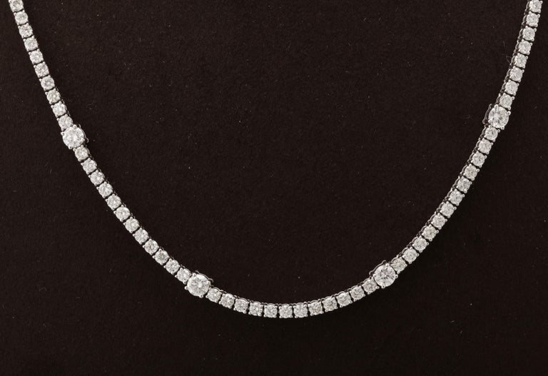 8.15 Carat Round Diamond Tennis Necklace in 18k White Gold