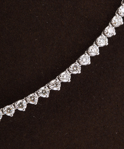 11 Carat Round Brilliant Diamond Tennis Necklace in White Gold