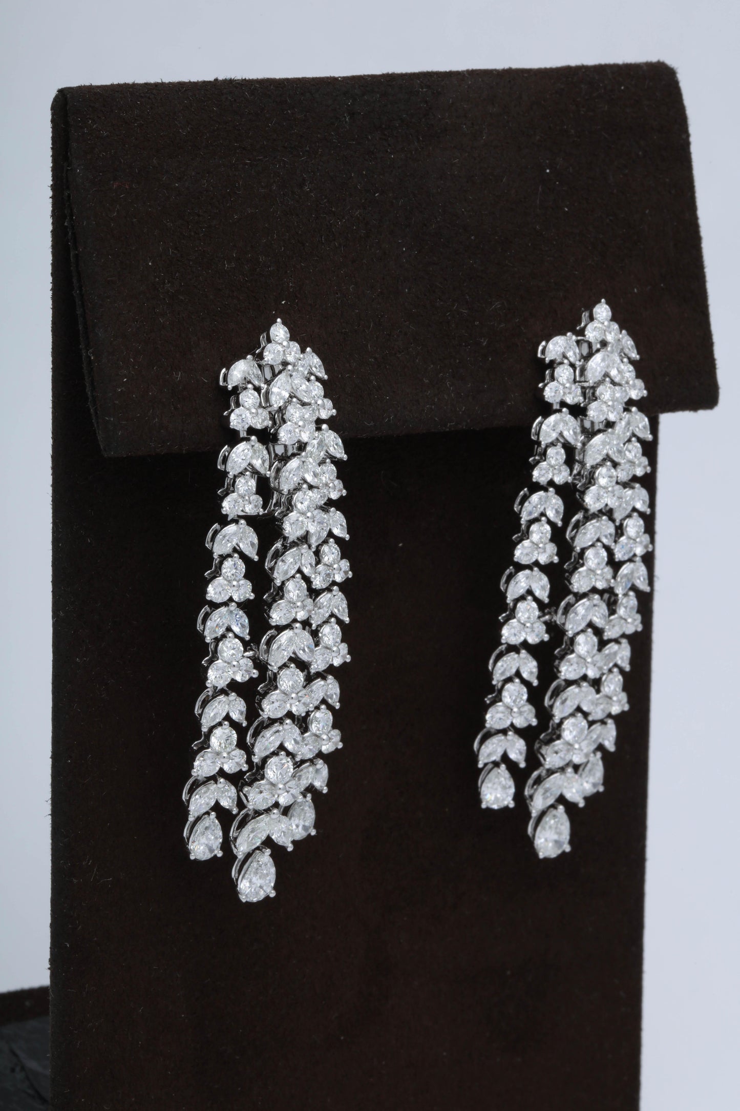 Impressive 10.52ct Diamond Dangle Earrings in 18k White Gold