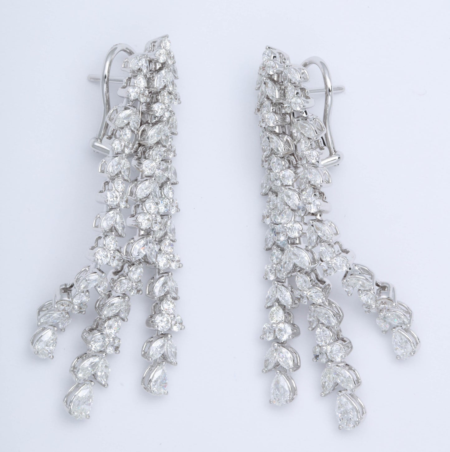 Impressive 10.52ct Diamond Dangle Earrings in 18k White Gold