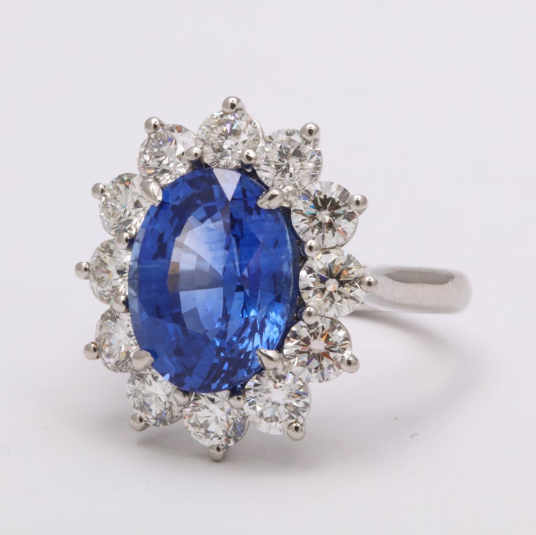Exquisite 7.53 Carat Ceylon Blue Sapphire Diamond Platinum Cocktail Ring