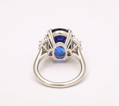 10 Carat Ceylon Vivid Blue Sapphire and Diamond Platinum Ring