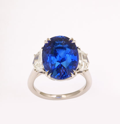 GIA Certified 10 Carat Vivid Blue Ceylon Sapphire Platinum Ring