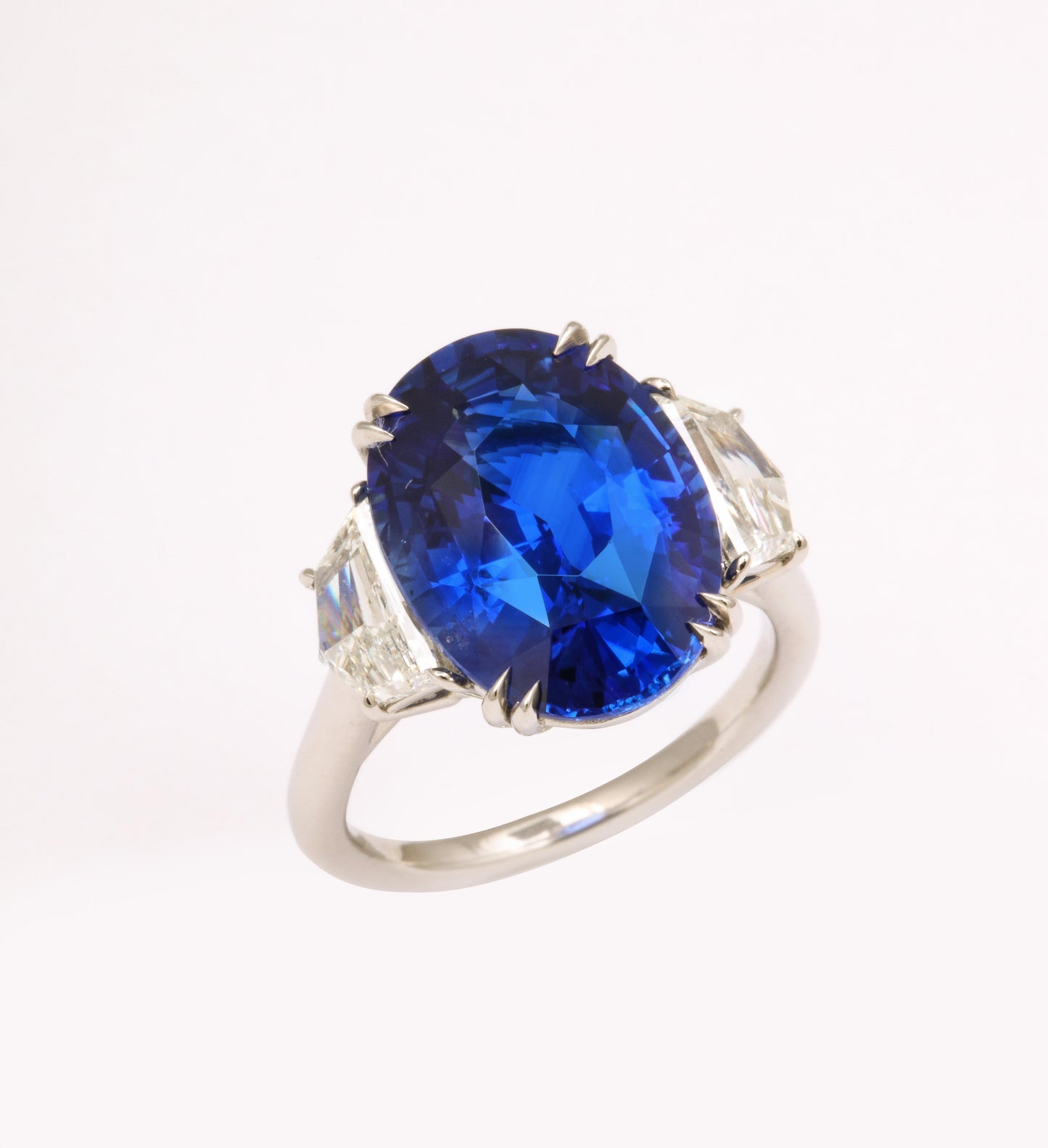 10 Carat Ceylon Vivid Blue Sapphire Diamond Platinum Custom Cocktail Ring