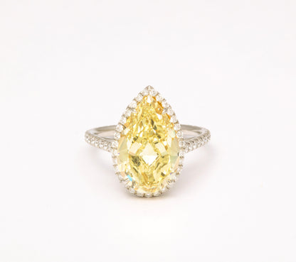 5.12 Carat Fancy Yellow Pear Diamond Engagement Ring in Platinum
