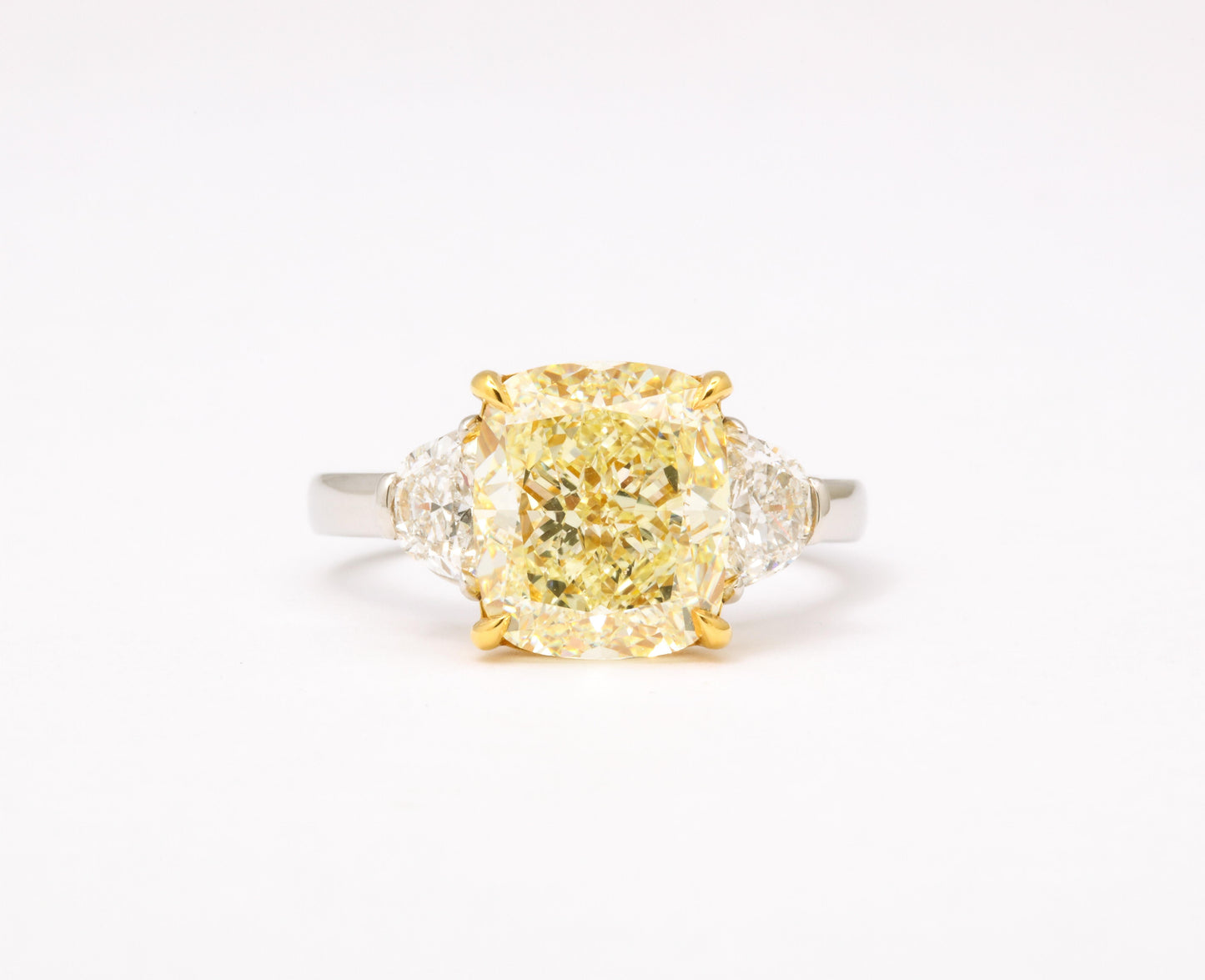 5 Carat Fancy Light Yellow Cushion Diamond Engagement Ring Platinum
