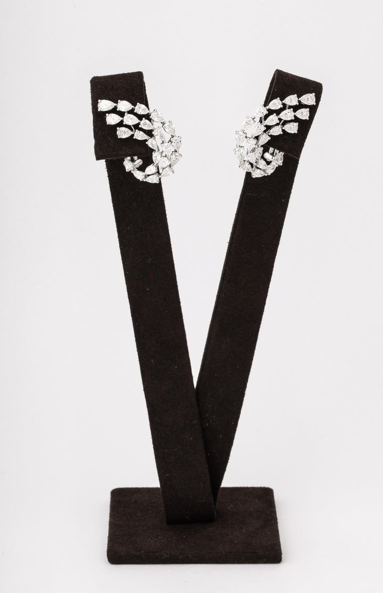 Exquisite 5.20 Carat Pear Diamond Swirl 18k White Gold Earrings