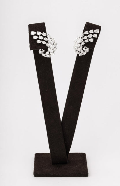 Exquisite 5.20 Carat Pear Diamond Swirl 18k White Gold Earrings