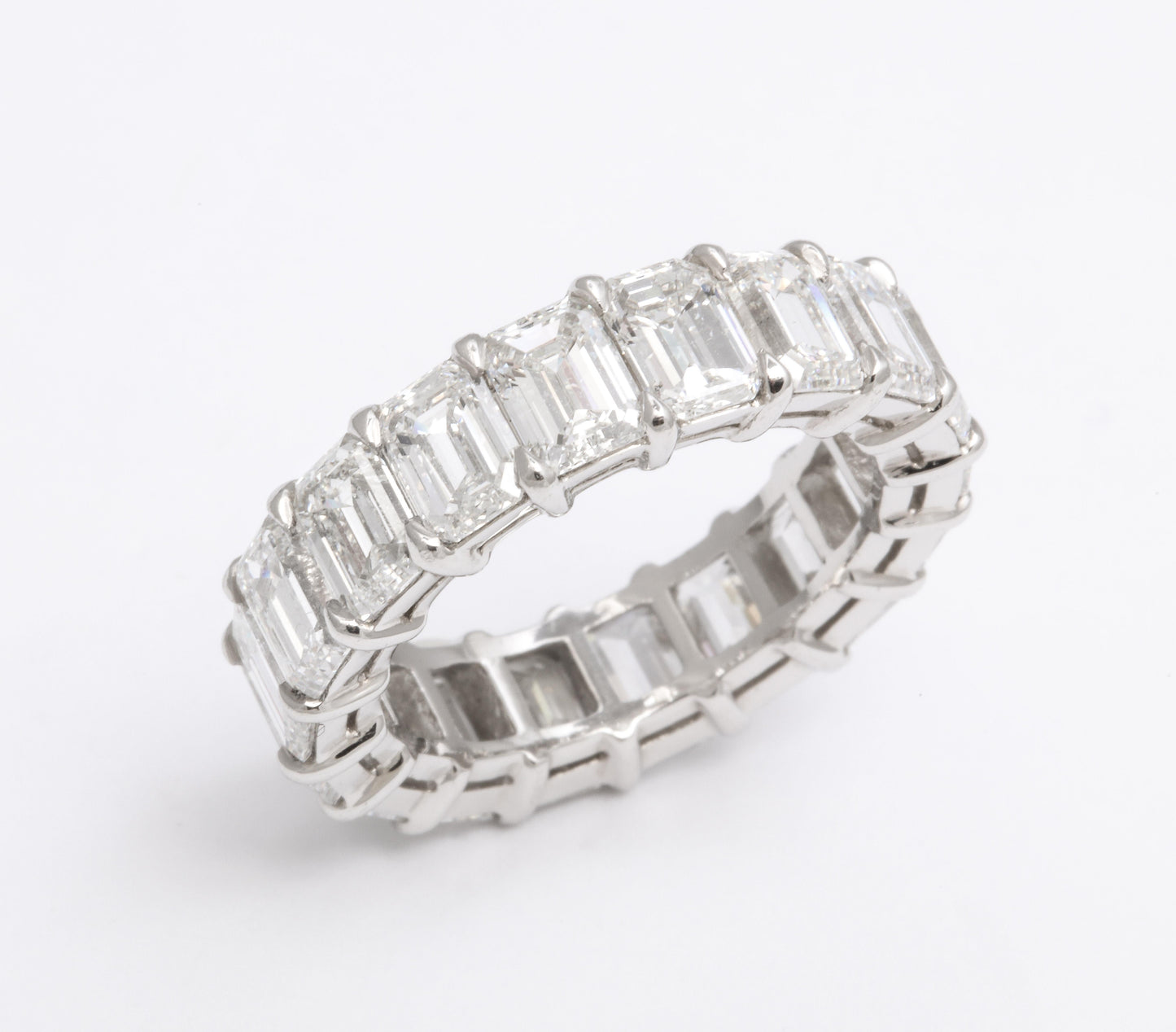 9 Carat Emerald Cut Diamond Eternity Band in Platinum Mounting