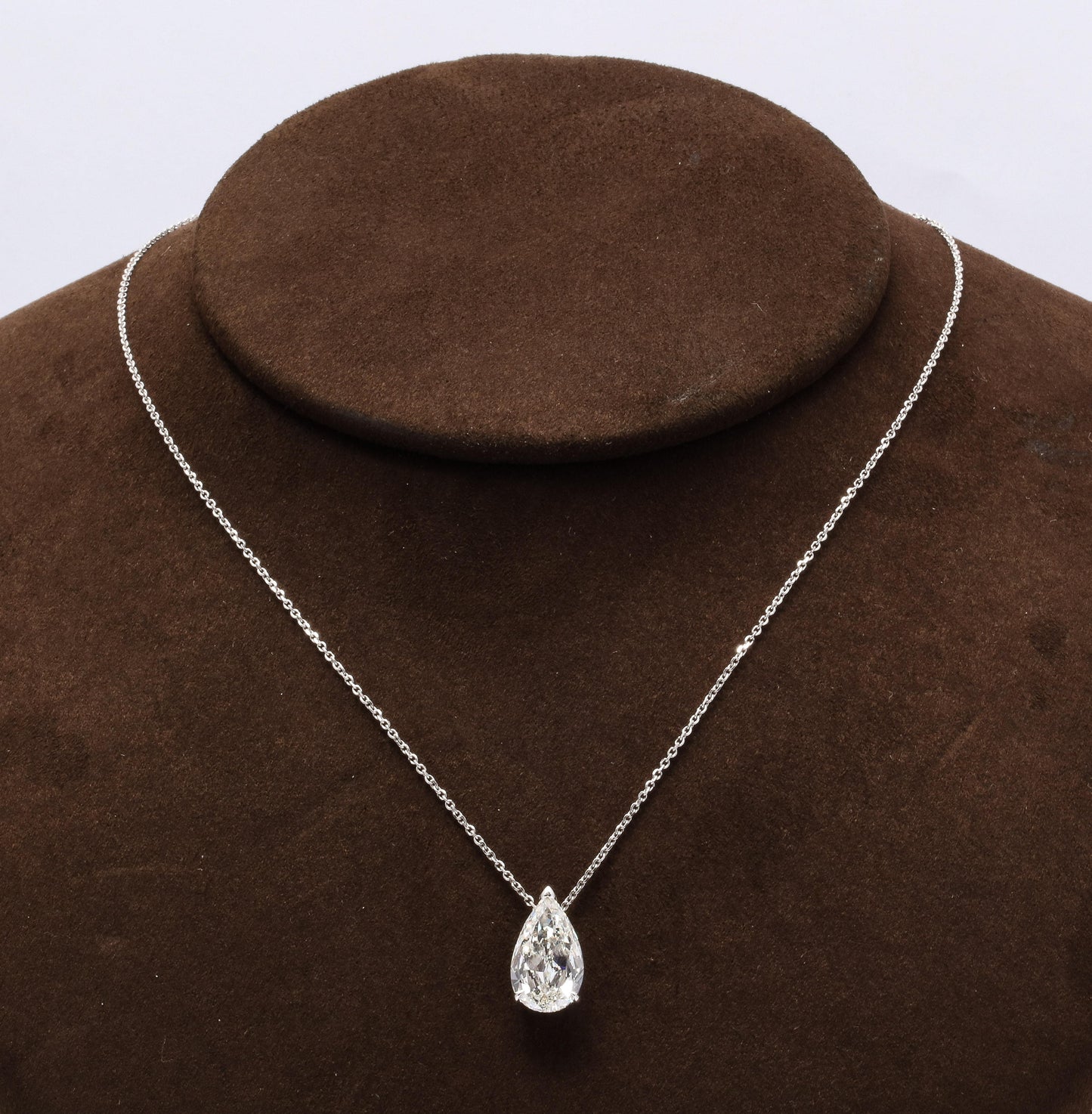 3.06 Carat GIA Pear Shape Diamond Solitaire Pendant Necklace