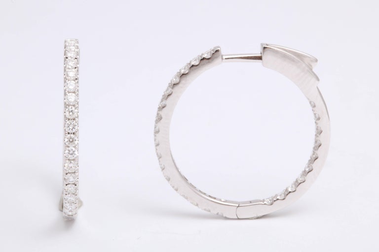 1.14ct Diamond Inside Out Hoop Earrings in 18k White Gold