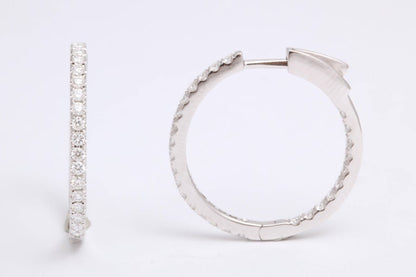 1.14ct Diamond Inside Out Hoop Earrings in 18k White Gold