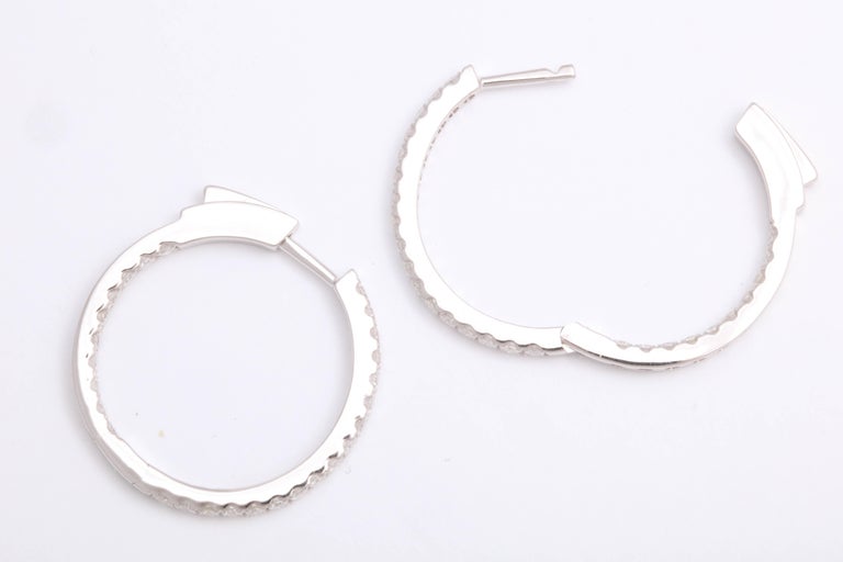 1.14ct Diamond Inside Out Hoop Earrings in 18k White Gold