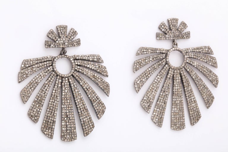 Diamond Scene New York 5.58ct Diamond Silver Gold Dangle Earrings