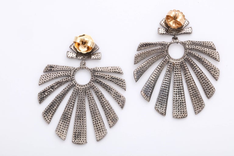 Diamond Scene New York 5.58ct Diamond Silver Gold Dangle Earrings