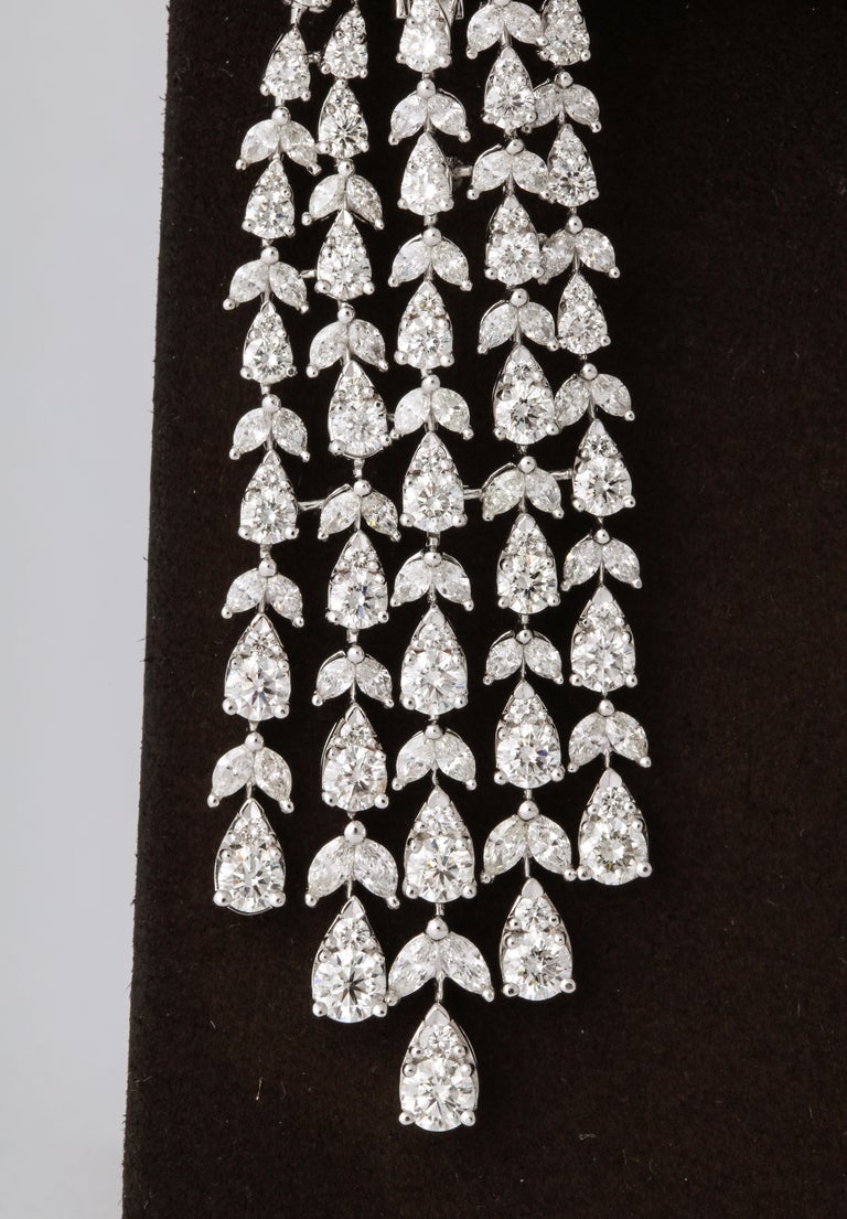 Exquisite 15.73 Carat Diamond Front Back Chandelier Dangle Earrings