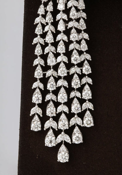 Exquisite 15.73 Carat Diamond Front Back Chandelier Dangle Earrings