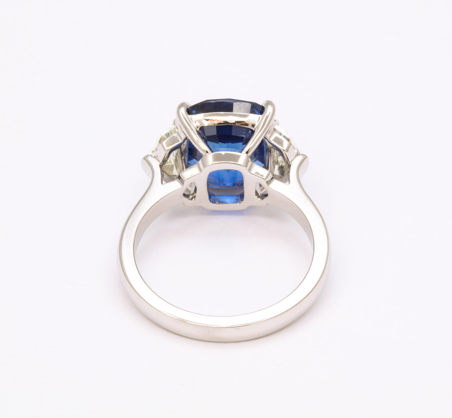 7.16 Carat Cushion Cut Ceylon Blue Sapphire Diamond Platinum Ring
