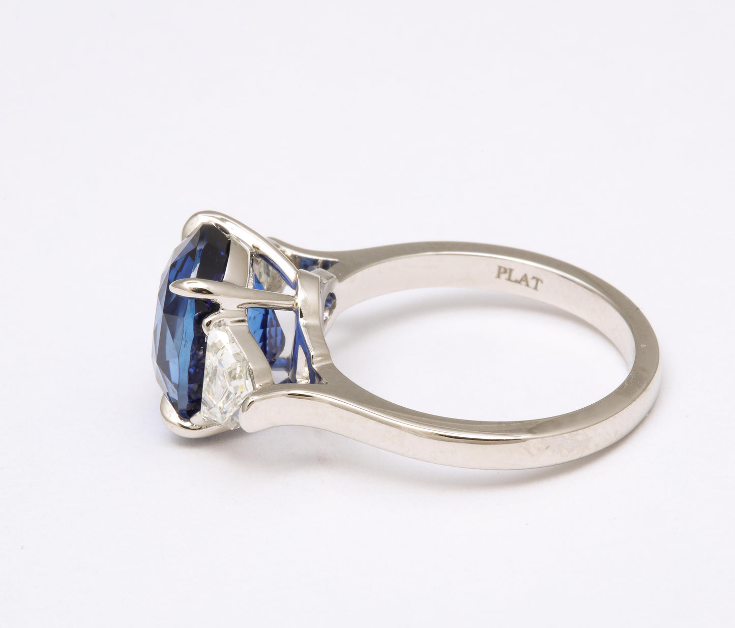 6 Carat Oval Ceylon Blue Sapphire Diamond Platinum Cocktail Ring