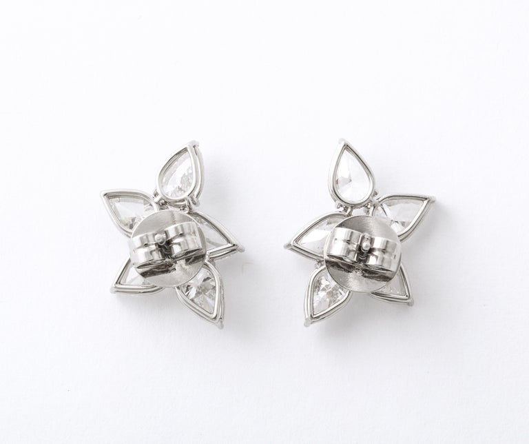 Exquisite 8.29 Carat Pear Shape Diamond Cluster Platinum Clip Earrings