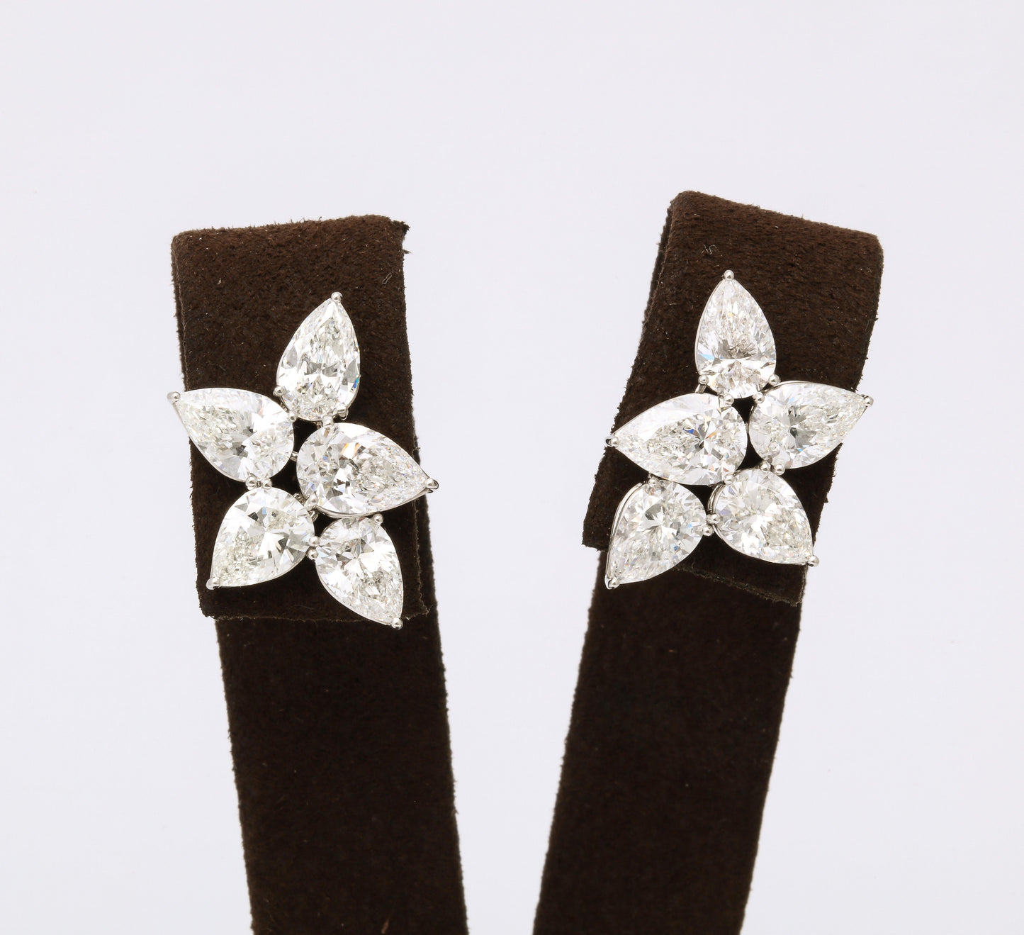 Luxury 8.29 Carat Pear Diamond Cluster Platinum Clip-On Earrings