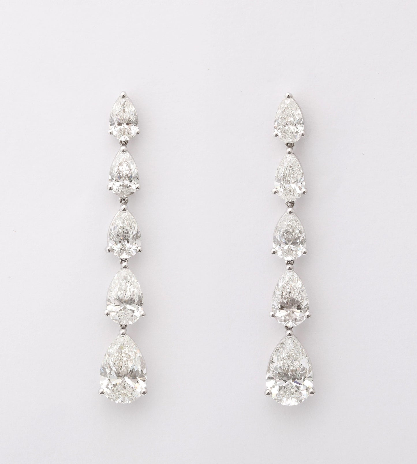 Exquisite 9.51 Carat Pear Shaped Diamond Dangle Drop Earrings