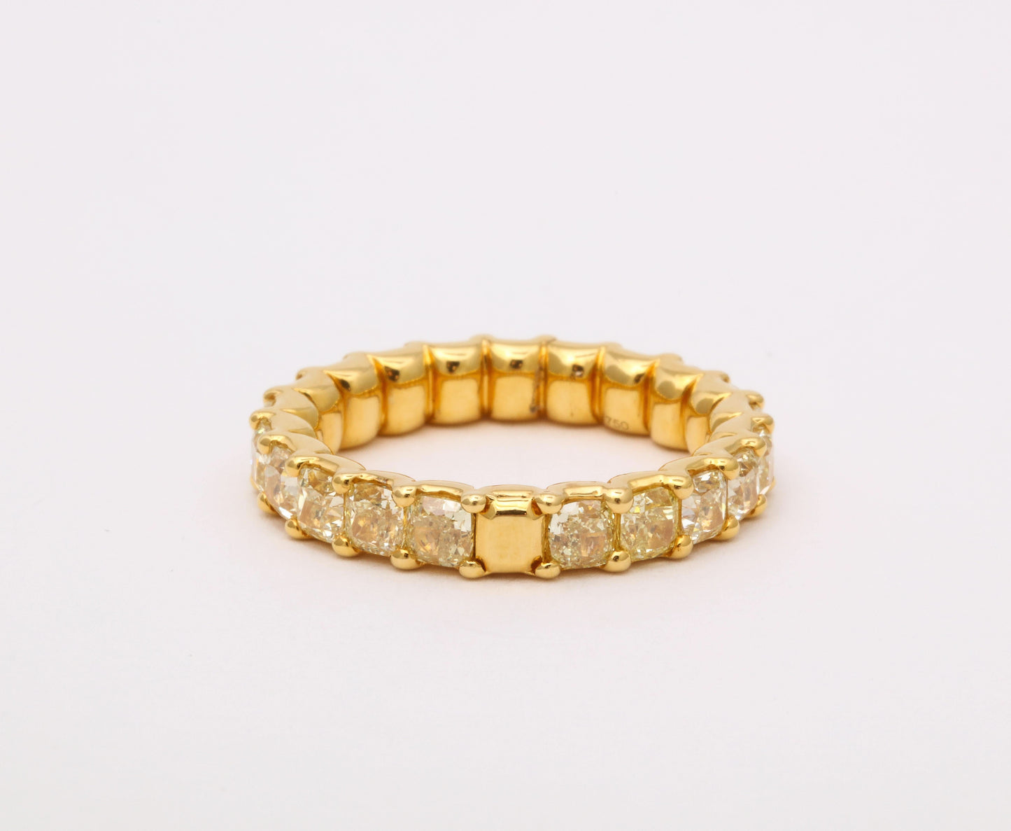 Fancy Yellow Radiant Cut Diamond Eternity Band 18k Gold