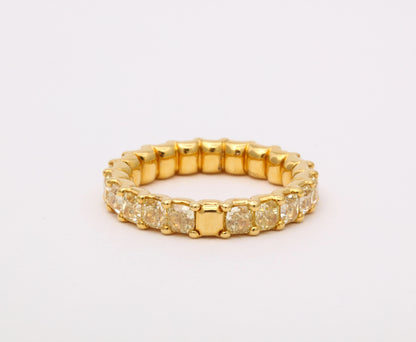Fancy Yellow Radiant Cut Diamond Eternity Band 18k Gold