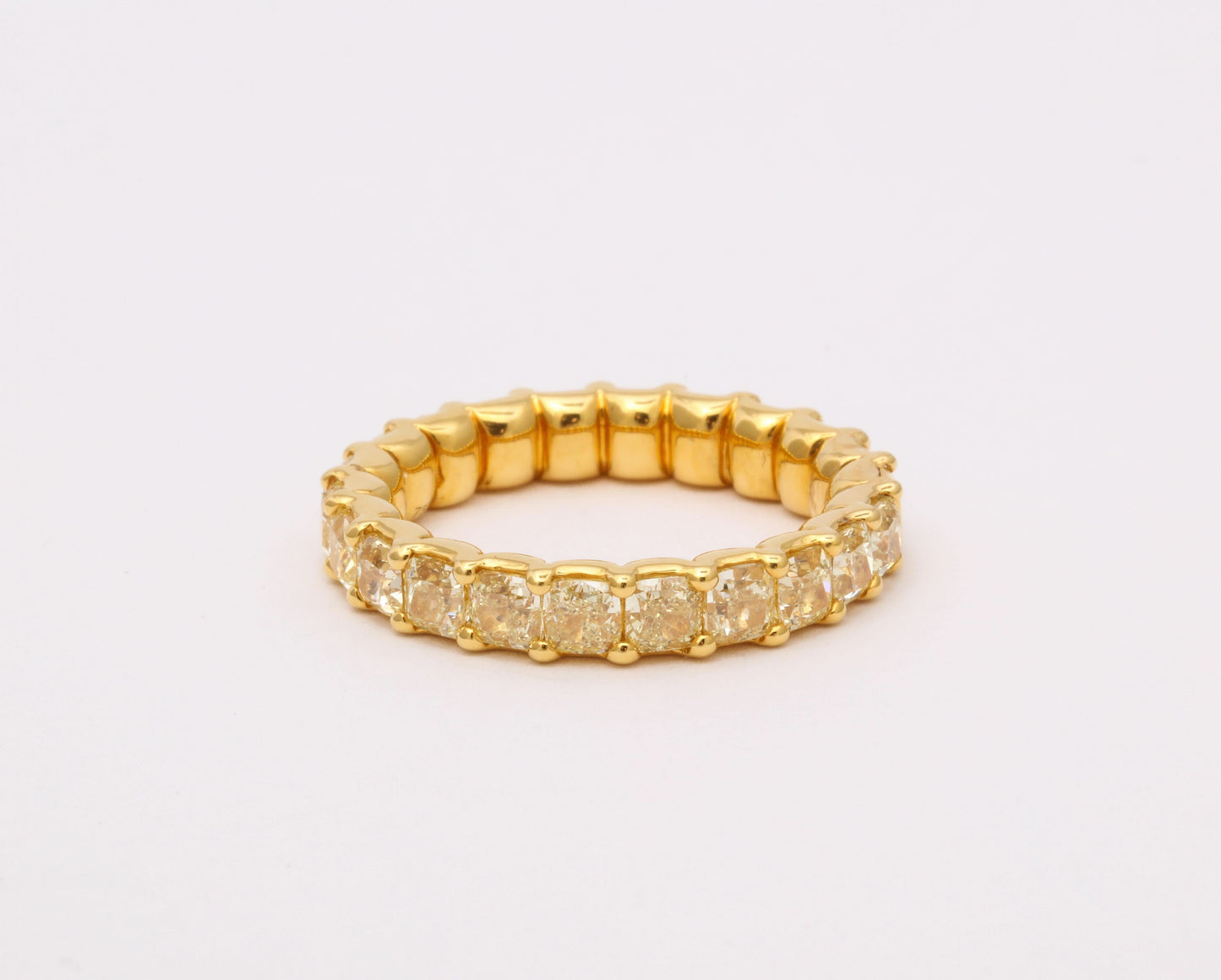 Fancy Yellow Radiant Cut Diamond Eternity Band 18k Gold
