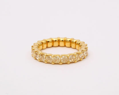 Fancy Yellow Radiant Cut Diamond Eternity Band 18k Gold
