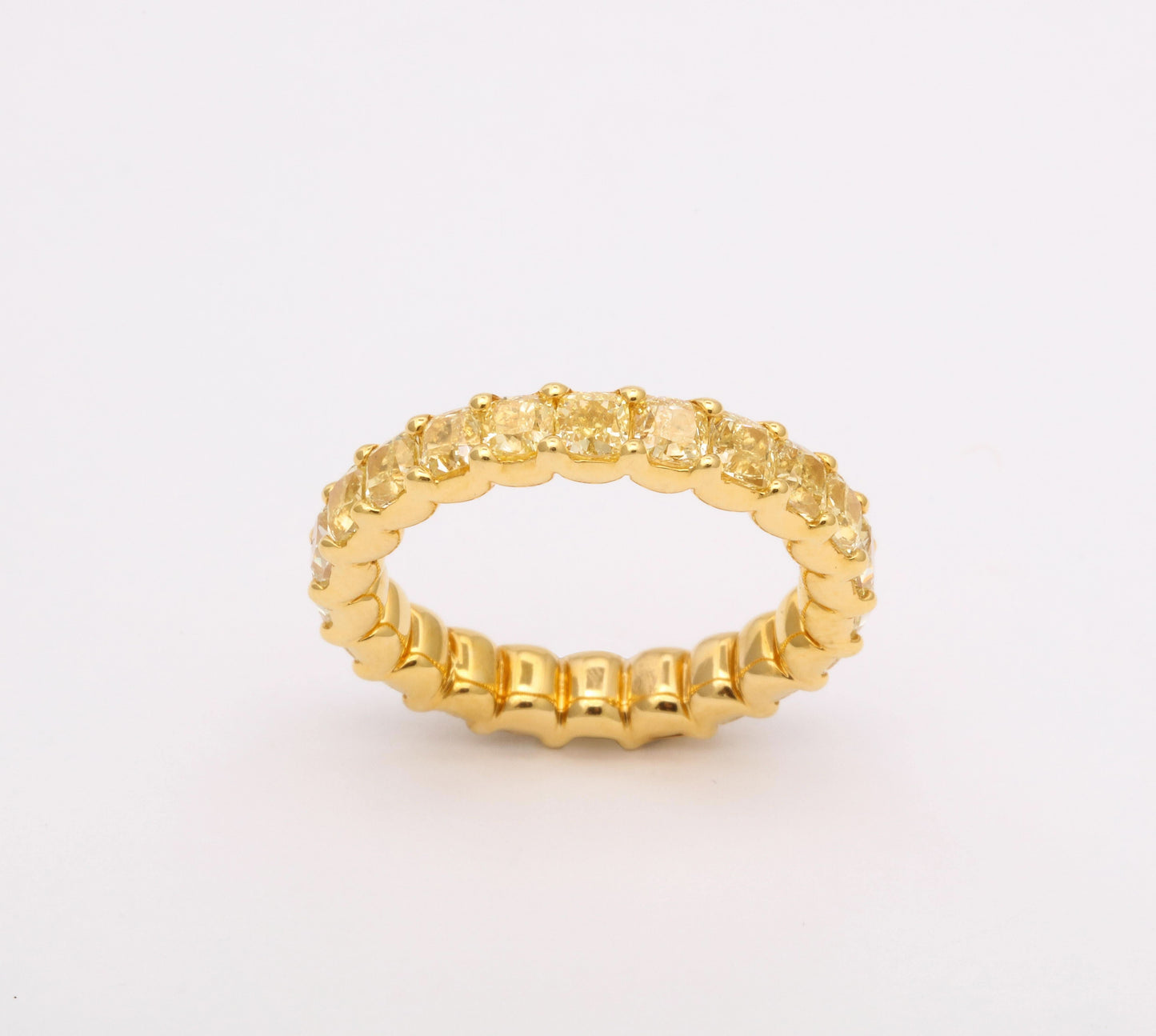 Fancy Yellow Radiant Cut Diamond Eternity Band 18k Gold