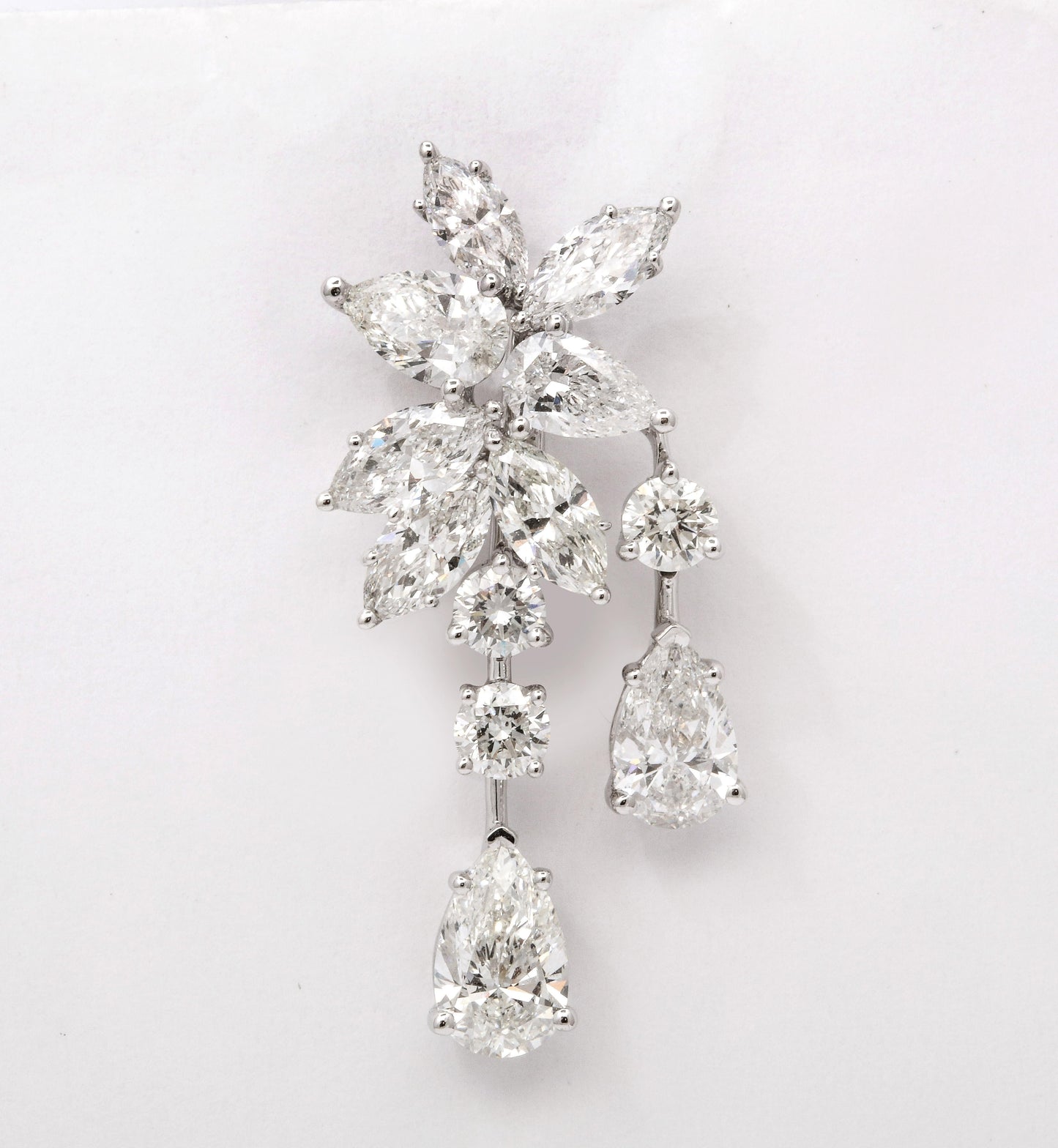8.70 Carat Diamond Cluster Dangle Earrings in 18k White Gold
