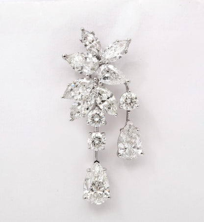 8.70 Carat Diamond Cluster Dangle Earrings in 18k White Gold