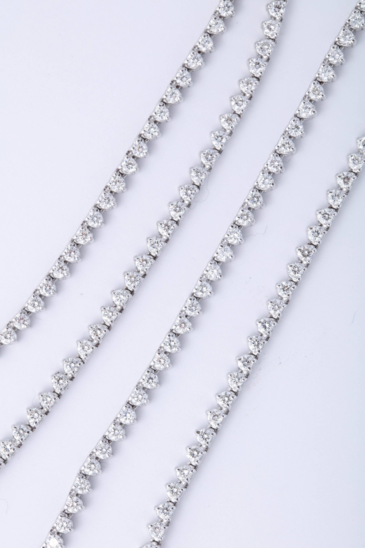 Stunning 12.42 Carat Round Brilliant Diamond Tennis Opera Necklace Gold