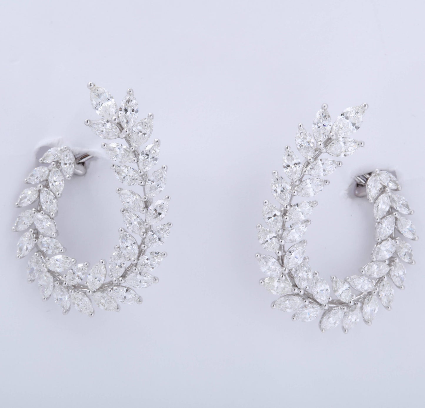 Diamond Scene 18k White Gold 6.97ct Marquise Diamond Swirl Earrings