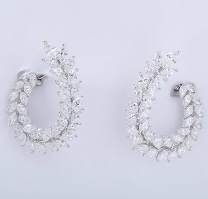 Diamond Scene 18k White Gold 6.97ct Marquise Diamond Swirl Earrings