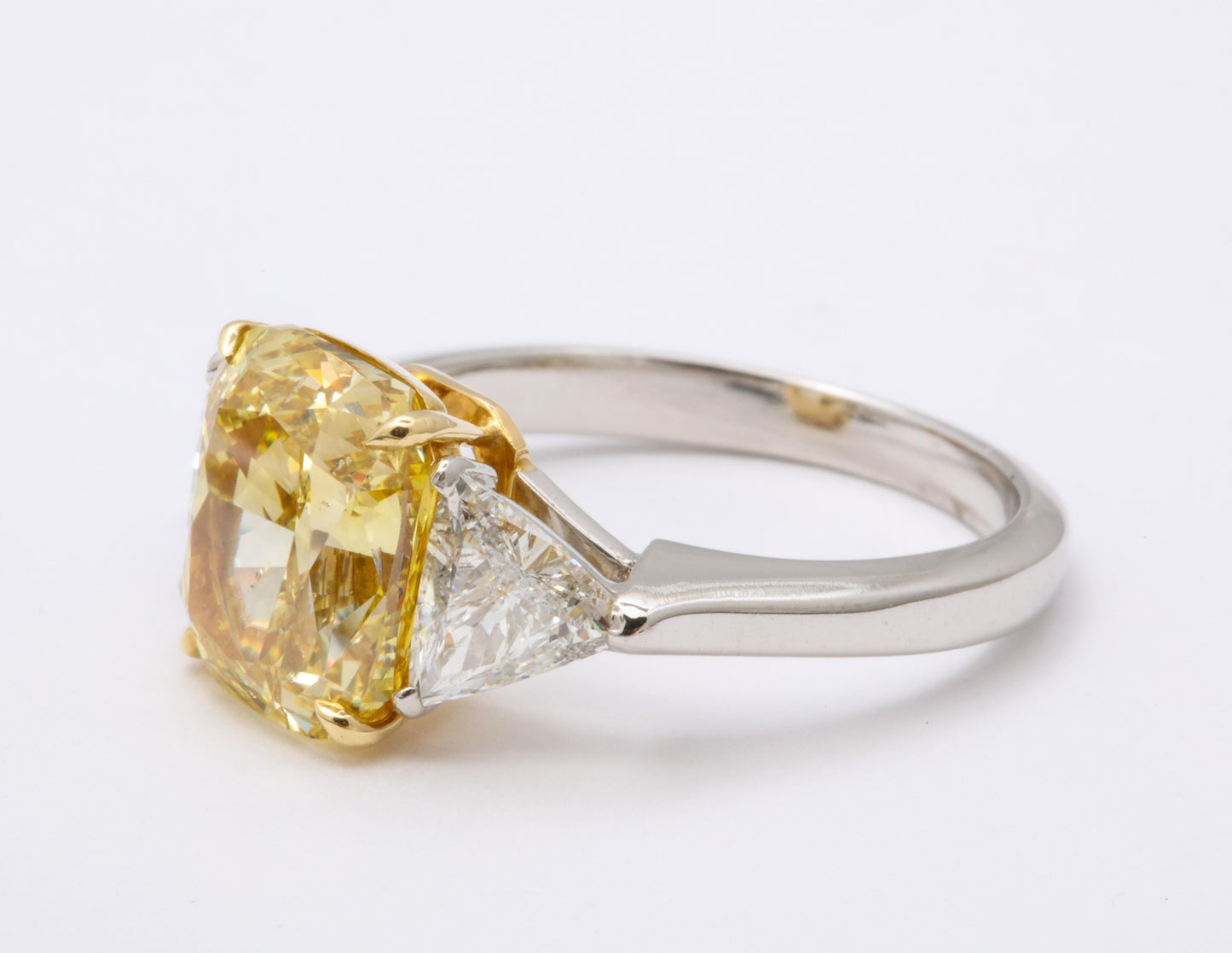 GIA Certified 4 Carat Fancy Intense Yellow Diamond Platinum Ring