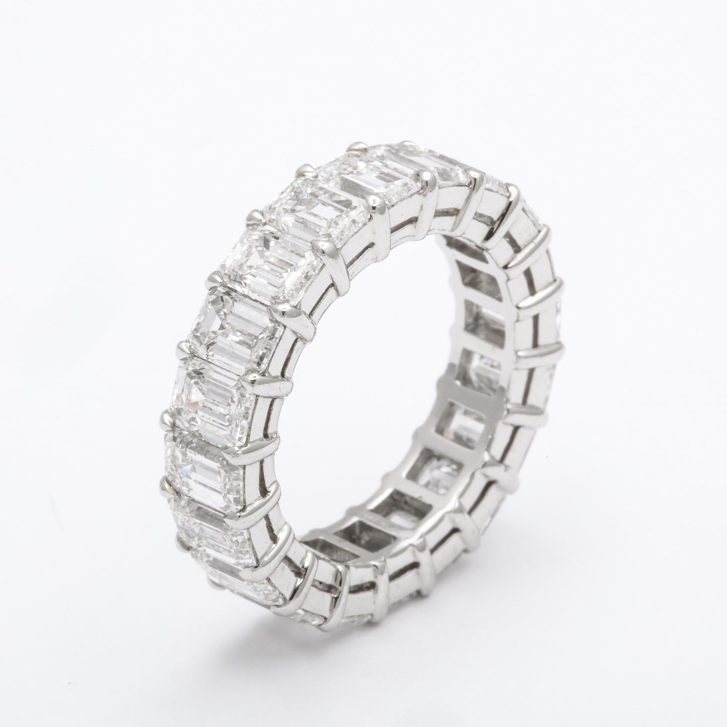 Exquisite 5.93 Carat Emerald Cut Diamond Eternity Band White Gold