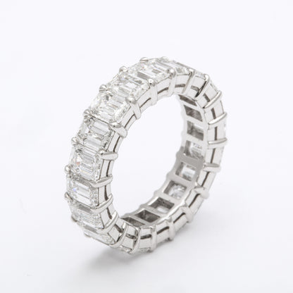 Exquisite 5.93 Carat Emerald Cut Diamond Eternity Band White Gold