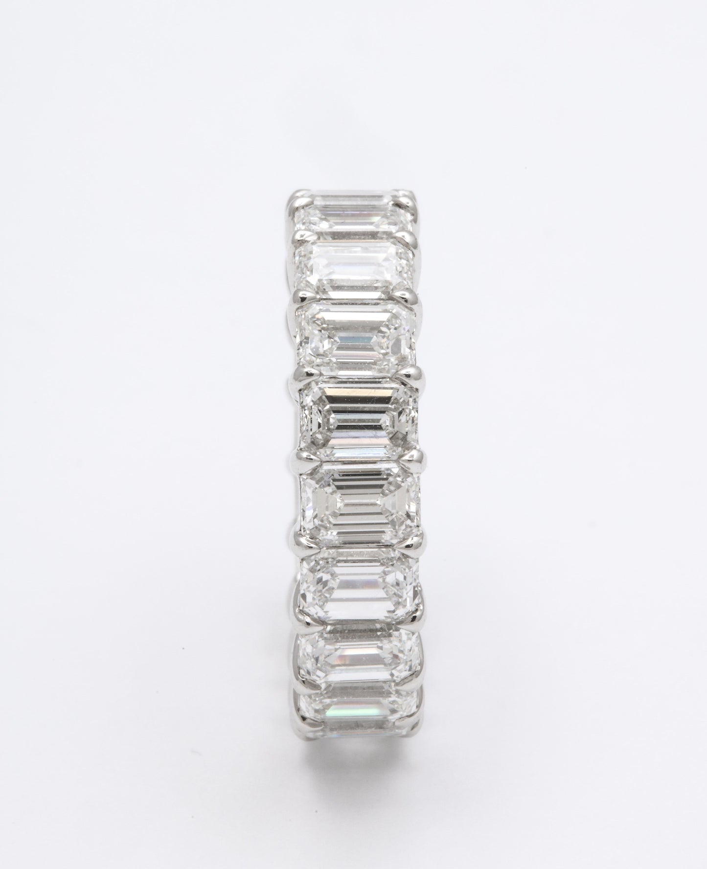 Exquisite 5.93 Carat Emerald Cut Diamond Eternity Band White Gold