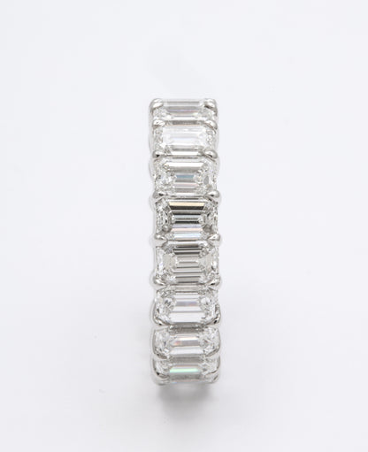 Exquisite 5.93 Carat Emerald Cut Diamond Eternity Band White Gold