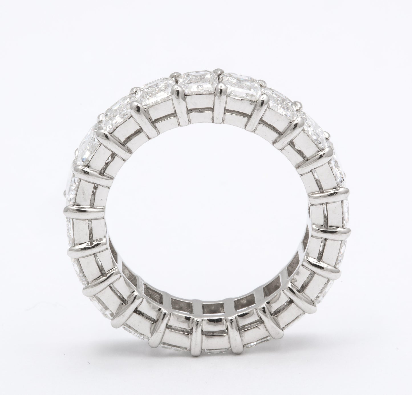 Exquisite 5.93 Carat Emerald Cut Diamond Eternity Band White Gold