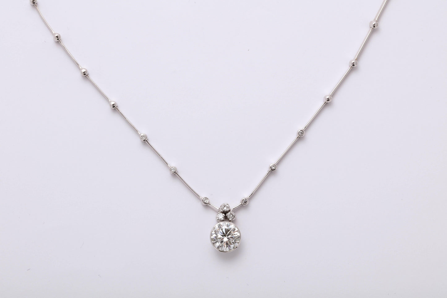 GIA Certified 2.05 Carat Round Diamond Solitaire 18k White Gold Necklace